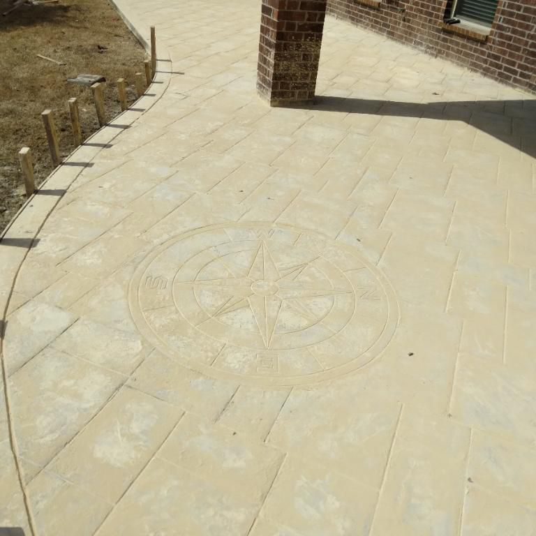 Beautiful walkway with stamped concrete