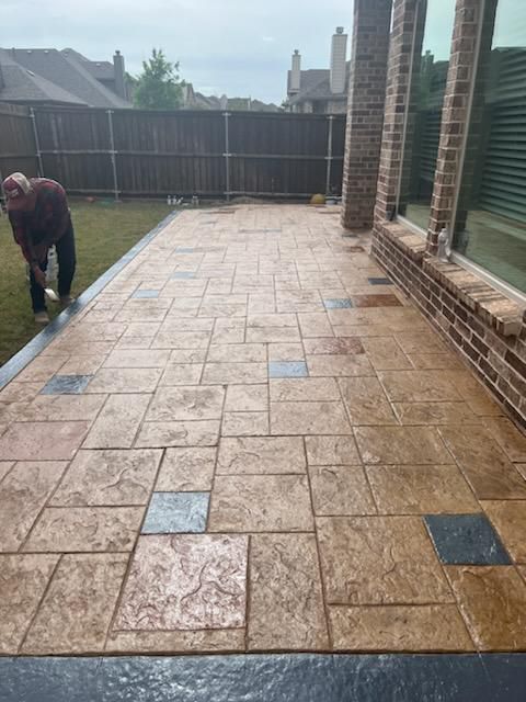 Stamped concrete patio with hints of luxury